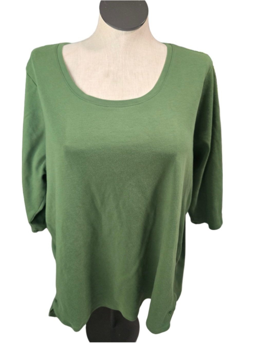 Women's Isaac Mizrahi Green 3/4 Sleeve Tee Size 2X